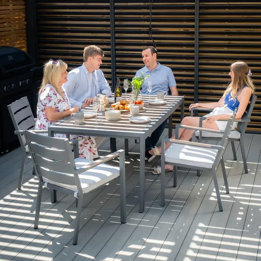 Vancouver 6 Seat Aluminium Rectangular Dining Set - Dove Grey