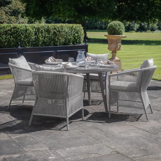 Maldives Rope Weave 4 Seat Round Dining Set with Lazy Susan