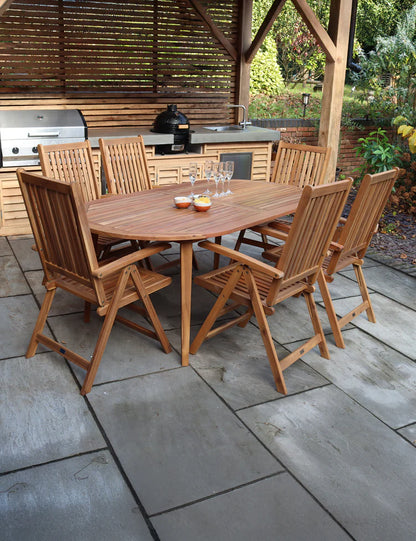 Ellipse 6 Seater Dining Set with Manhattan Recliner Armchairs