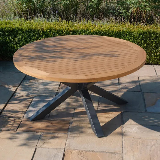 Jakarta Teak Dining Table with Grey Aluminium Frame