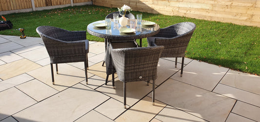 Rattan Grey Bistro Set with 4 Stacking Chairs | Emily | Emil0210_Emil0208