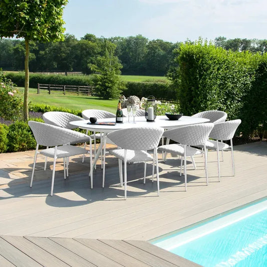 Outdoor Fabric Pebble 8 Seat Rectangular Dining Set