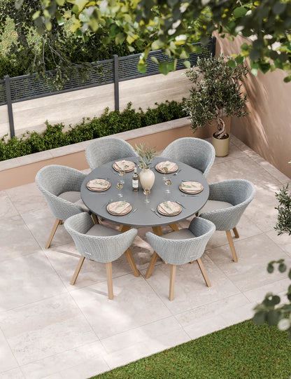 Luna 6 Seater Concrete Dining Set with Sol Dining Chairs
