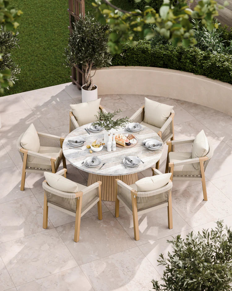 Jupiter 6 Seater Round Conical Dining Set with Roma Dining Chairs