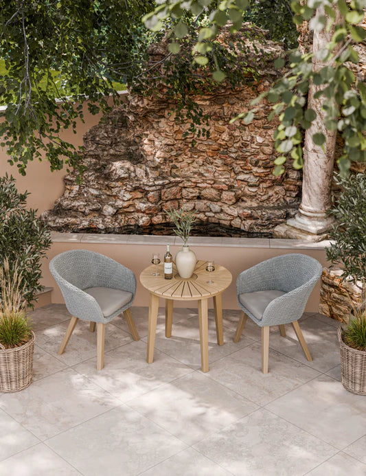 Roma 2 Seater Round Sunray Bistro Set with Sol Dining Chairs