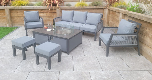 Bettina 3 Seater + 2 Armchairs + 2 Stools with Firepit Table | Bett0427
