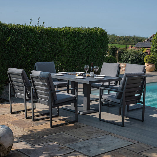 Homeflair – Amalfi 6 Seat Rectangular Aluminium Dining Set