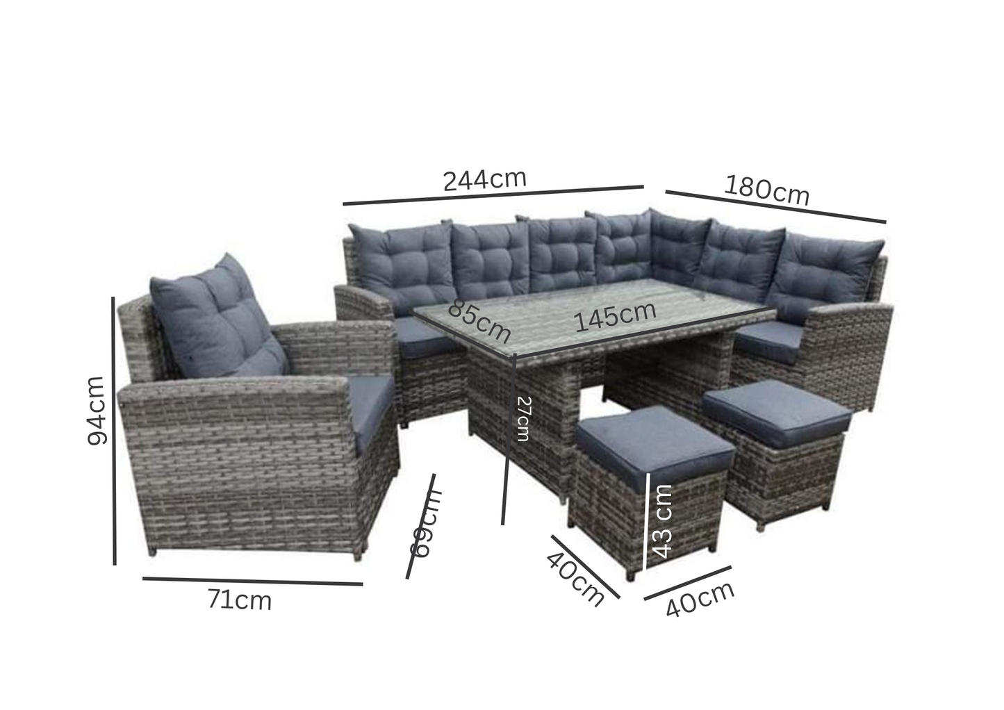 Rattan Skylar Dining Corner Sofa With Table | SKYL140GS