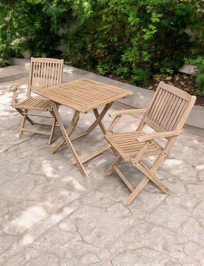 London 2 Seater Square Folding Bistro Set with London Folding Armchairs