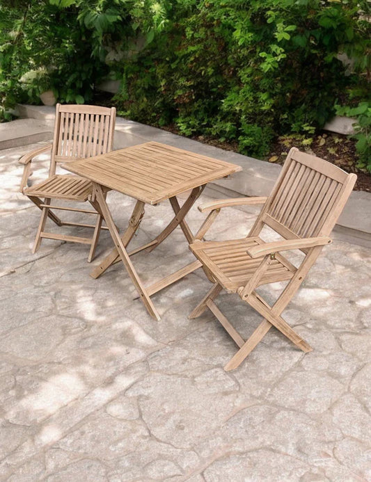 London 2 Seater Square Folding Bistro Set with London Folding Armchairs
