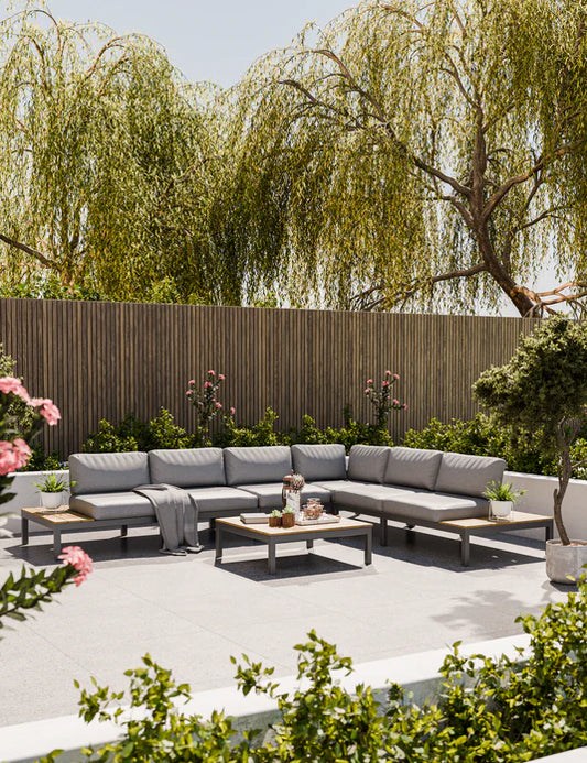 Aspen Teak 6 Seater Modular Corner Lounging Set with Coffee Table