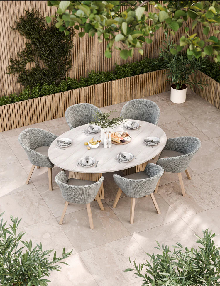 Saturn 6 Seater Ellipse D Conical Dining Set with Sol Dining Chairs