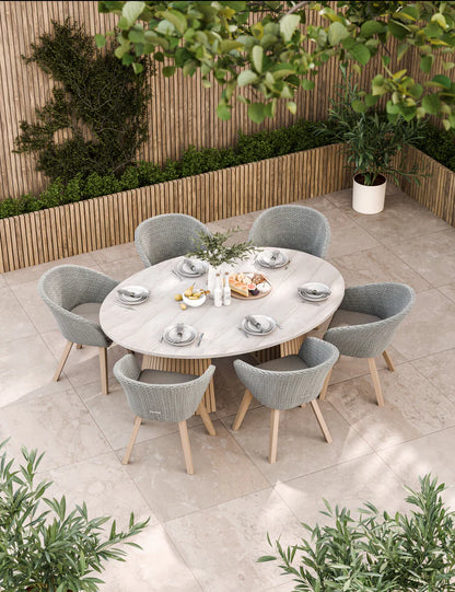 Saturn 6 Seater Ellipse D Conical Dining Set with Sol Dining Chairs