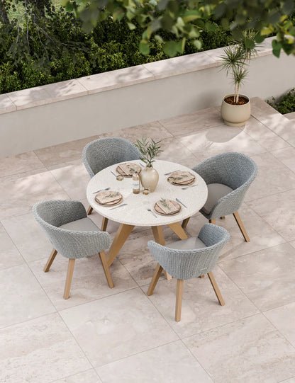Astral 4 Seater Round Terrazzo Concrete Dining Set with Sol Dining Chairs