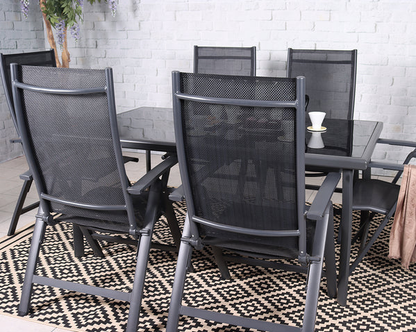 Sorrento 6 Seater Rectangular Deluxe Recliner Set | SOR160XRECBLK | AMIR