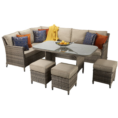 Rattan Corner Dining Sofa in Nature | Edwina | Edwi0107