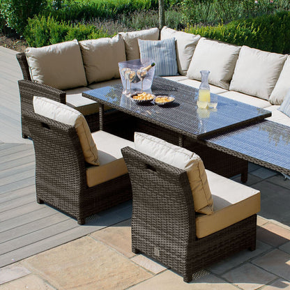 Homeflair - Extending Kingston Rattan Corner Dining Set – Brown
