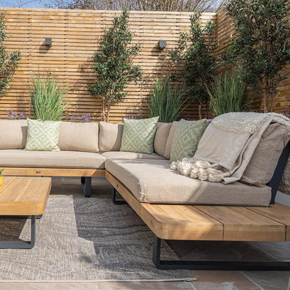 Homeflair -  Bali Wood Platform Corner Sofa Set