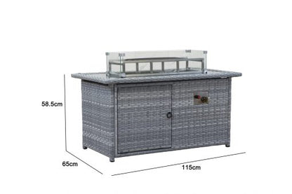 Rattan Windchester Casual 3 Seater Sofa + 2 Chairs Set with Firepit Table | WINS34FGGE