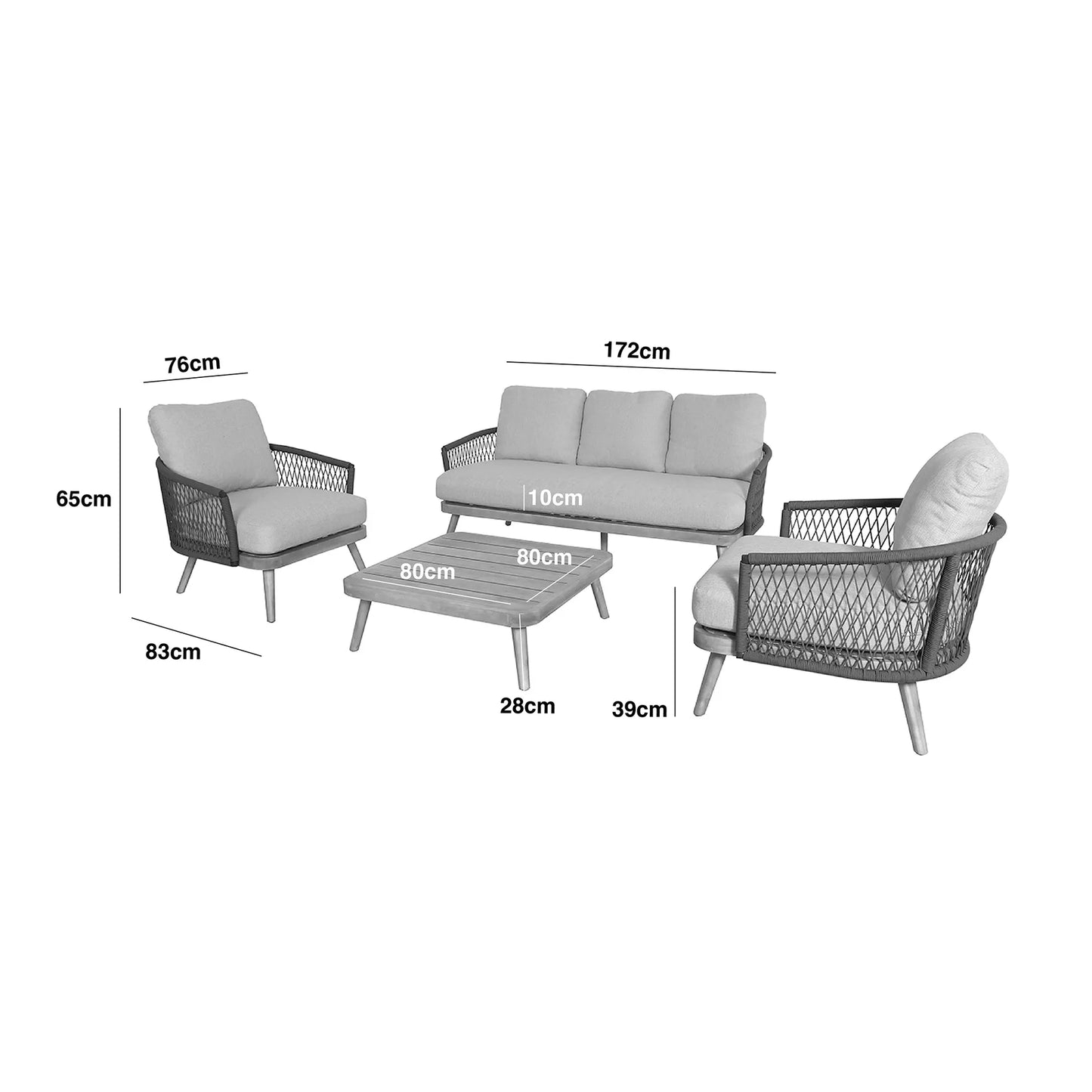 Homeflair – Bali Rope Weave 3 Seat Sofa Set