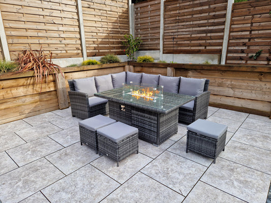 Signature Weave - Charlotte Firepit Corner Dining Set | CHAR0156_VIEN0432