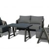 NEW Lizzie Garden Grey 2 Seater + 2 Chairs + Coffee Table Rope Weave Homeflair
