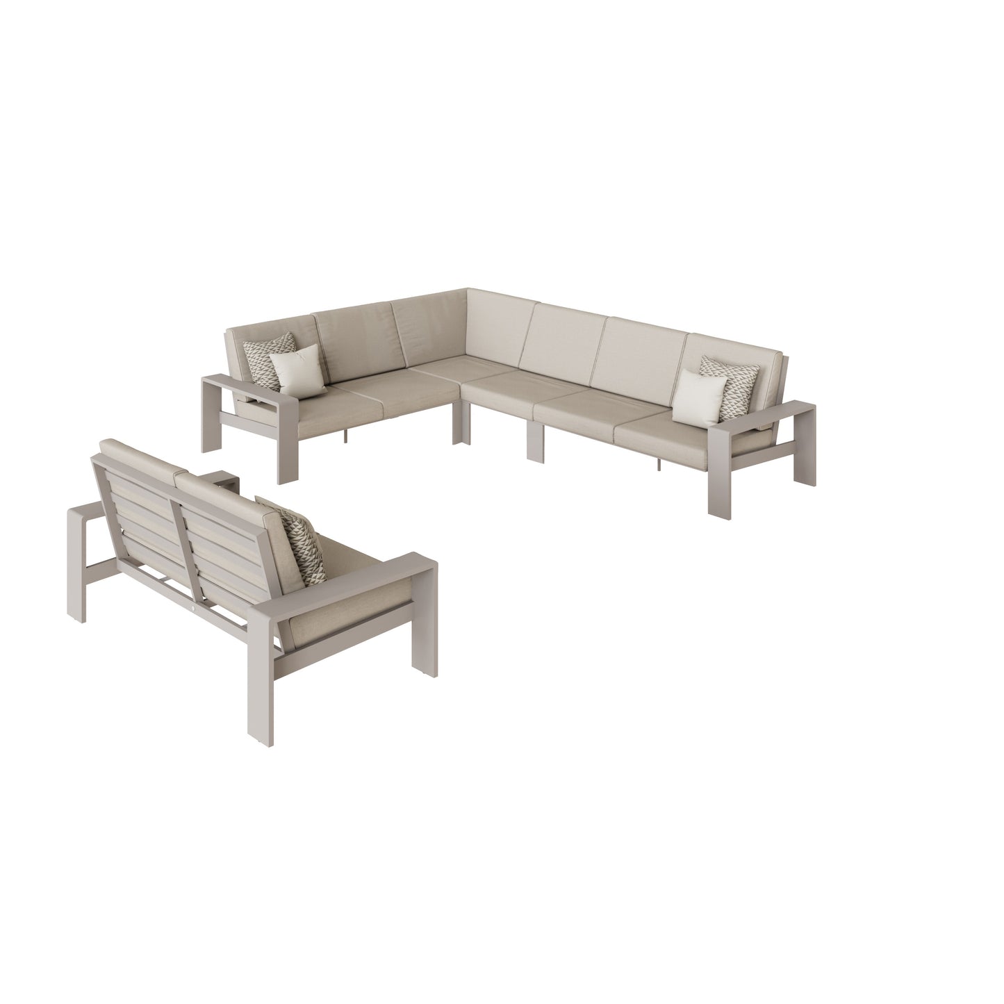 Signature Weave - Venus L shape corner with gas firepit and loveseat | VENU0462_0528_0526