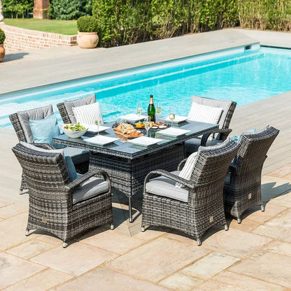 Texas 6 Seat Rectangular Rattan Dining Set with Ice Bucket - Grey