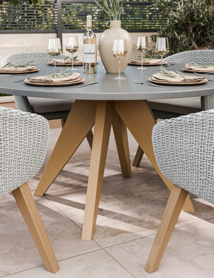 Luna 6 Seater Concrete Dining Set with Sol Dining Chairs