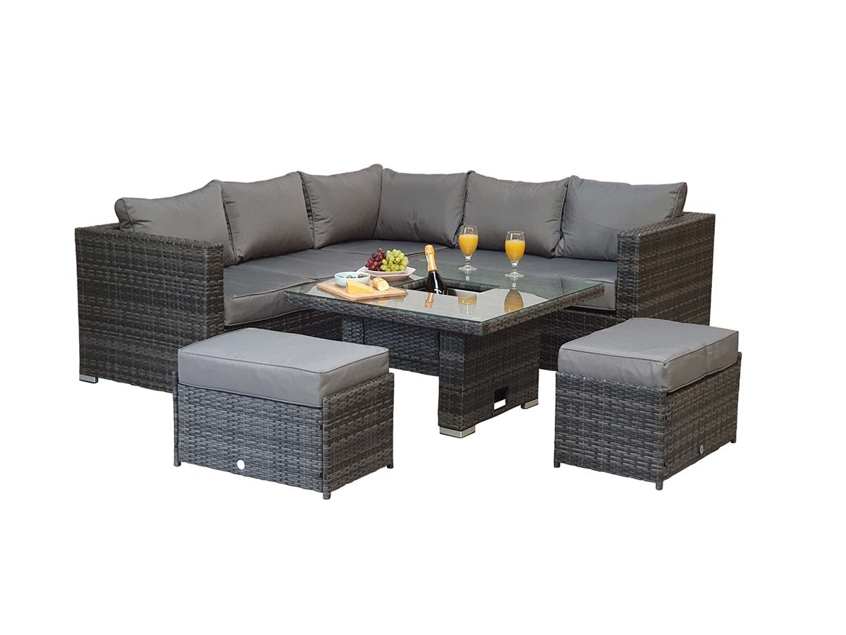 Signature Weave - GEORGIA Corner Hi/Low Dining Set Grey With Ice Bucket |  GEOR0405