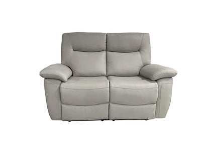Lucia Electric Recliner Leather 3 + 2 Seater Sofas in Pearl Grey - Homeflair
