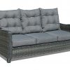 Molly Grey Rattan 3 Seater + 2 Chairs + Coffee Table by Homeflair