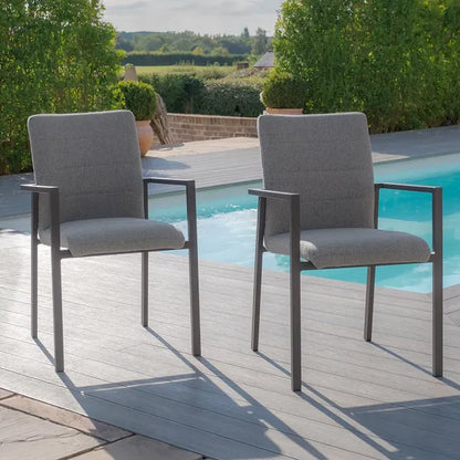 Outdoor Fabric Pair of Ibiza Dining Chairs - Oatmeal