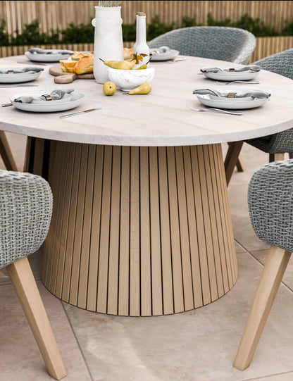Saturn 6 Seater Ellipse D Conical Dining Set with Sol Dining Chairs