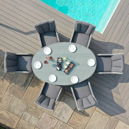 Maze - Ascot 8 Seat Oval Rattan Dining Set with Lazy Susan & Weatherproof Cushions