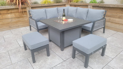Signature Weave - BETTINA corner dining gas firepit set| BETT0361_LISB0476