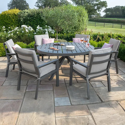 New York 4 Seat Round Aluminium Dining Set - Dove Grey