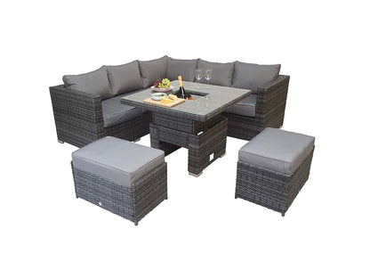 Signature Weave - GEORGIA Corner Hi/Low Dining Set Grey With Ice Bucket |  GEOR0405