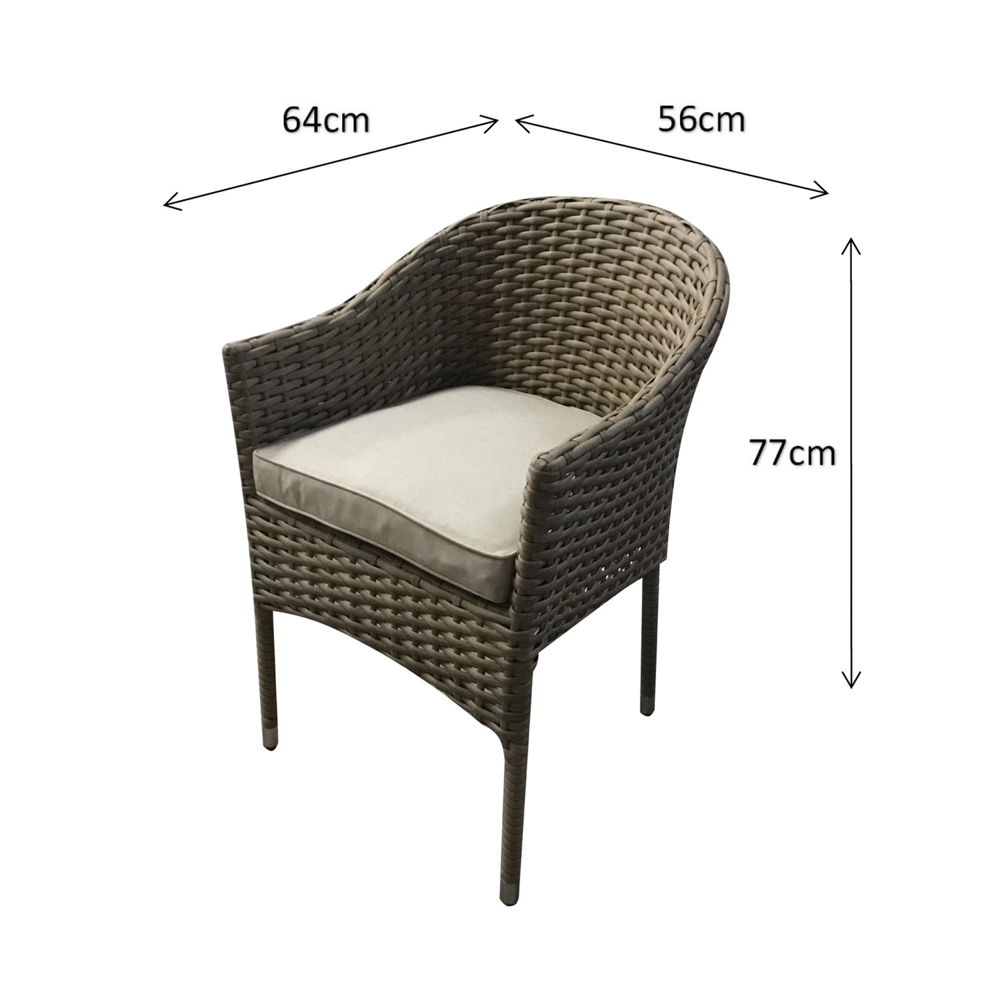 Rattan Grey Bistro Set with 2 Stacking Chairs | Emil0192_Emil0208