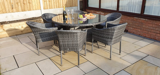 Rattan Round Dining Table + 6 Stacking Chairs set | Emil0211_Emil0208