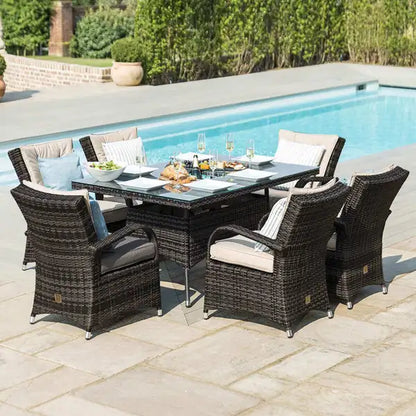 Texas 6 Seat Rectangular Rattan Dining Set with Ice Bucket - Grey