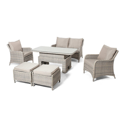 Homeflair – Cotswold Sofa Rattan Dining Set w/ Rising Table