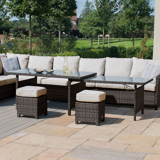 Homeflair - Extending Kingston Rattan Corner Dining Set – Brown