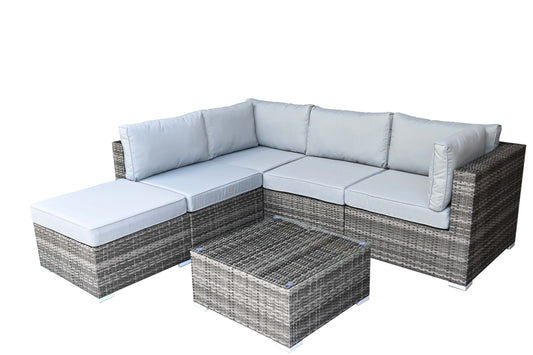 Heritage Rattan Grey Modular Corner Sofa Set