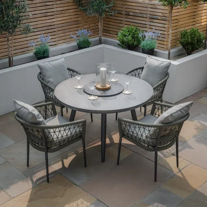 Monaco Rope Weave 4 Seat Round Dining Set