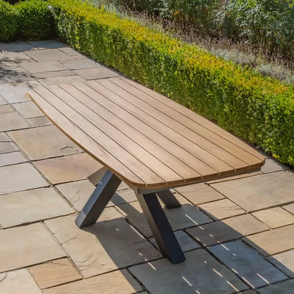 Jakarta Teak Dining Table with Grey Aluminium Frame