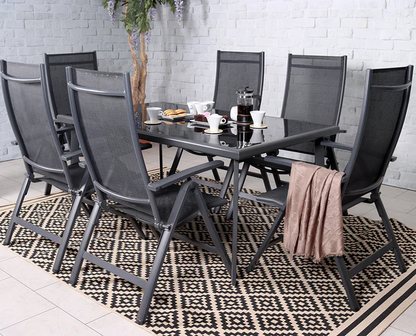 Sorrento 6 Seater Rectangular Deluxe Recliner Set | SOR160XRECBLK | AMIR