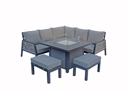 Signature Weave - BETTINA corner dining gas firepit set| BETT0361_LISB0476