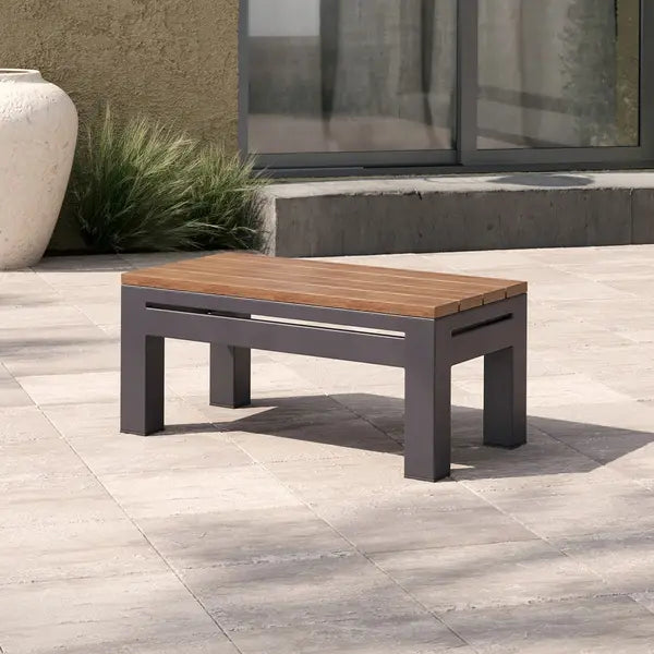 Homeflair - Oslo Teak Top Small Rectangular Side Table