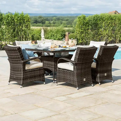 Texas 6 Seat Rectangular Rattan Dining Set with Ice Bucket - Grey
